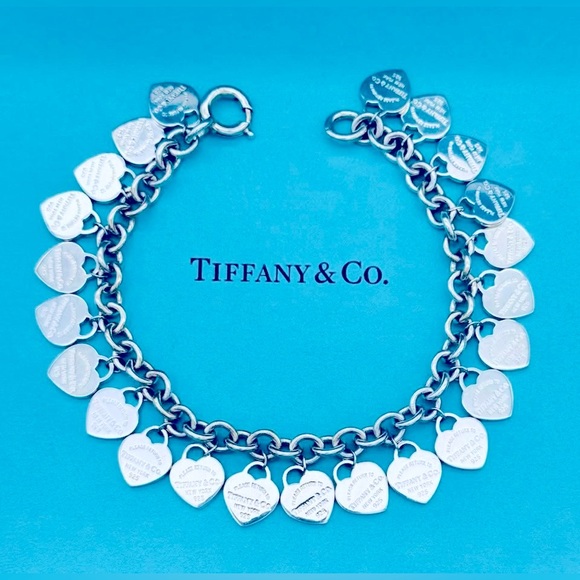 Tiffany & Co Return Mini RTT Multiheart Dangle Bracelet 7.5” VGUC - Picture 1 of 11